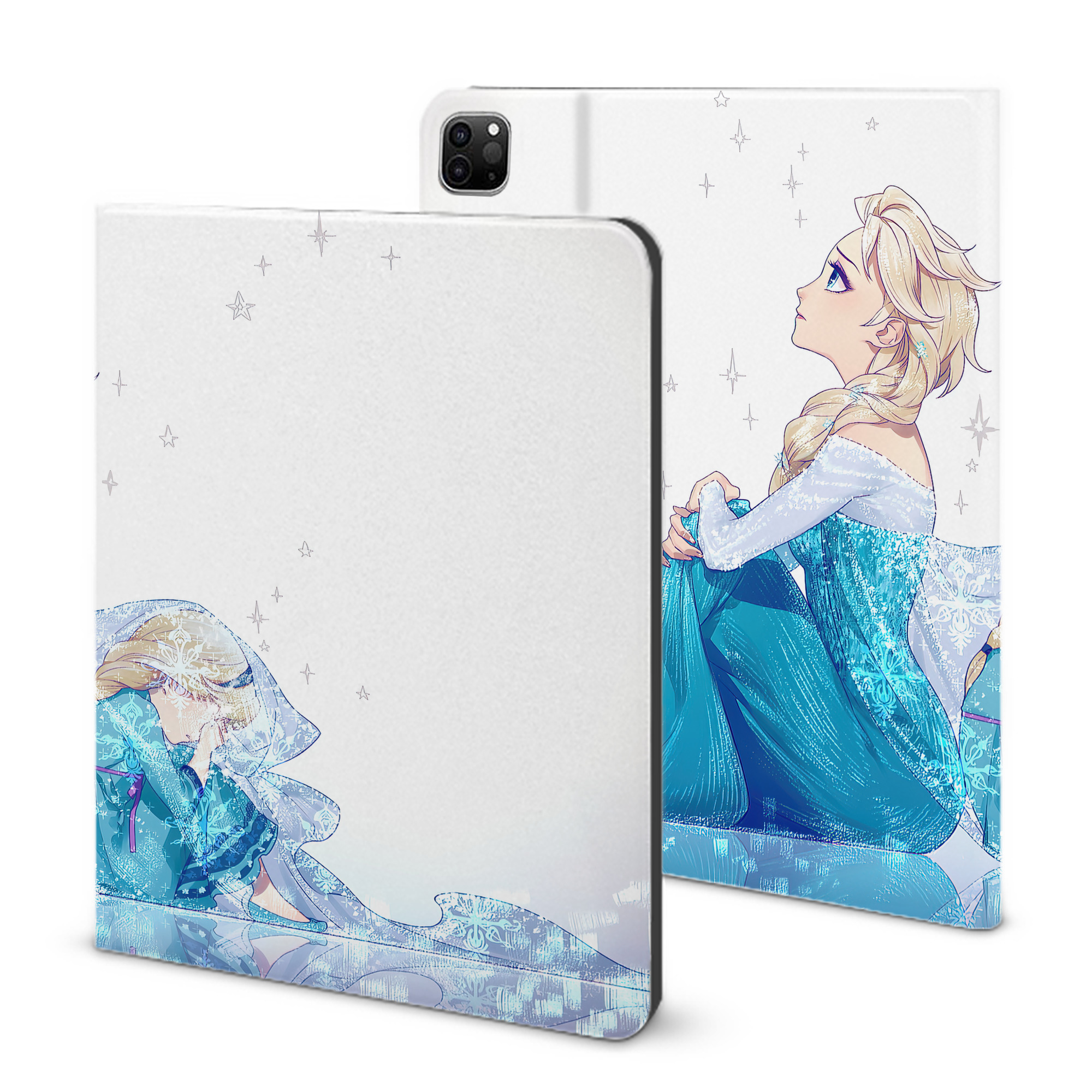 （画像用） アナと雪の女王 アンナ エルサ Frozen Anna Elsa IPad ケース ブック型 PUレザー TPU 耐衝撃 軽量 薄型 ペン収納なし 全面保護 IPad 各モデル対応